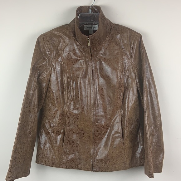 Preston & York Snake Print Front Zip Leather Jacket - Picture 7 of 8